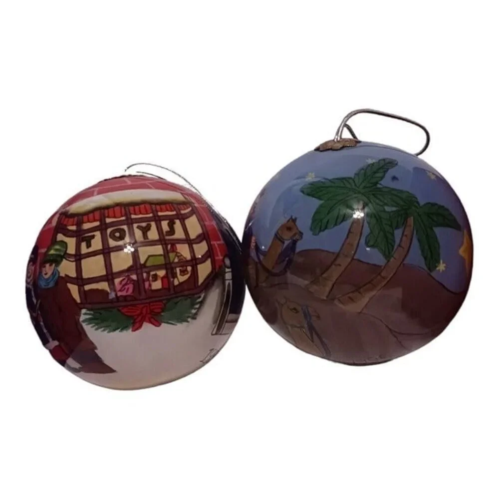 Libien set of 2 ball ornaments colorful